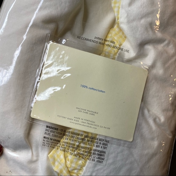 Pottery Barn Kids Yellow & White Neutral Gingham Print Crib Size Bedskirt - Picture 8 of 8